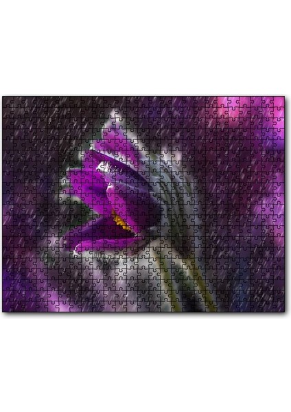 Mor Papatya Yağmur Damlaları ve Güneş Işığı 120 Parça Puzzle Yapboz Mdf (Ahşap)