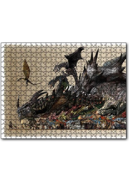 Canavar Avcısı Ejderhalar ve Avcılar 120 Parça Puzzle Yapboz Mdf (Ahşap)
