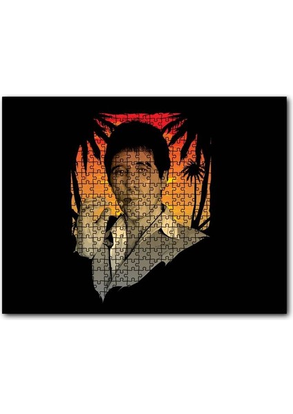 Yaralı Yüz Tony Montana Puro Içiyor 120 Parça Puzzle Yapboz Mdf (Ahşap)