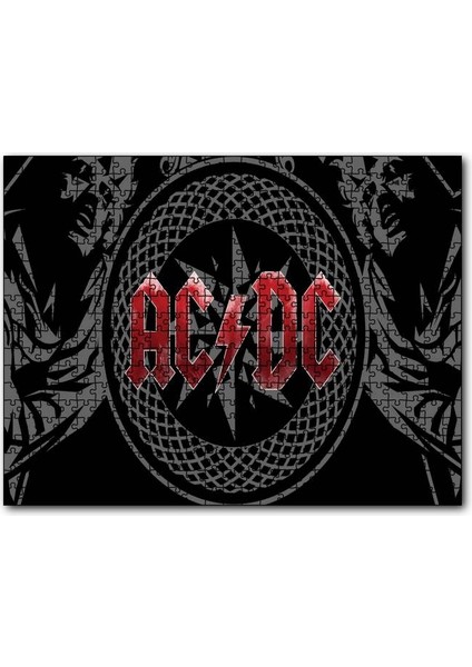 Acdc Logo Üyeler Arkaplanda 120 Parça Puzzle Yapboz Mdf (Ahşap)