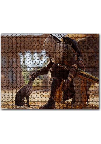 Assassins Creed Origins Mısır Kedi ve Karakter 120 Parça Puzzle Yapboz Mdf (Ahşap)