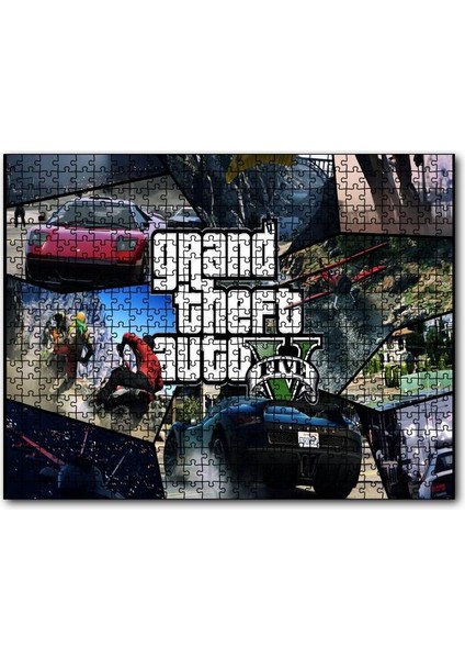 Gta 5 Görevler Kompozisyon 120 Parça Puzzle Yapboz Mdf (Ahşap)