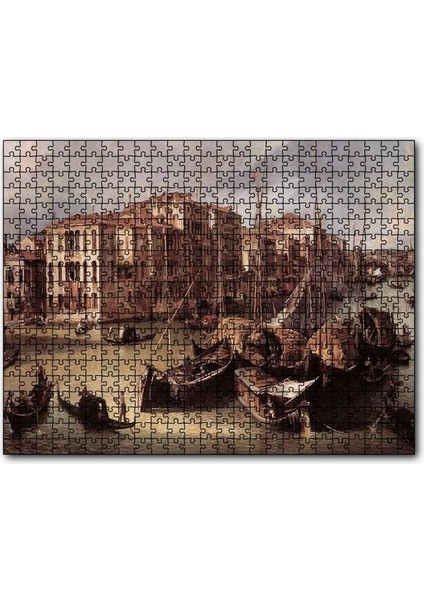 Venedik Kanal Gondollar ve Binalar 1000 Parça Puzzle Yapboz Mdf(Ahşap)
