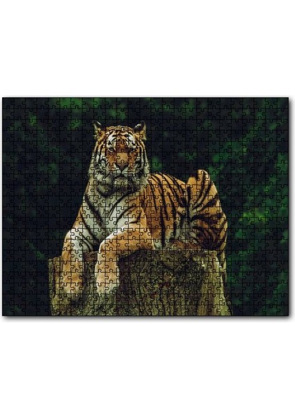 Kütüğün Üzerindeki Bengal Kaplanı 1000 Parça Puzzle Yapboz Mdf(Ahşap)