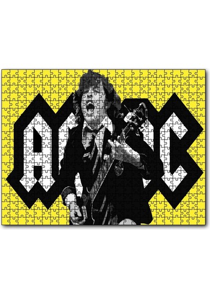 Acdc Angus Young Sarı Zemin 120 Parça Puzzle Yapboz Mdf (Ahşap)