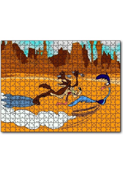Road Runner ve Coyote 120 Parça Puzzle Yapboz Mdf (Ahşap)