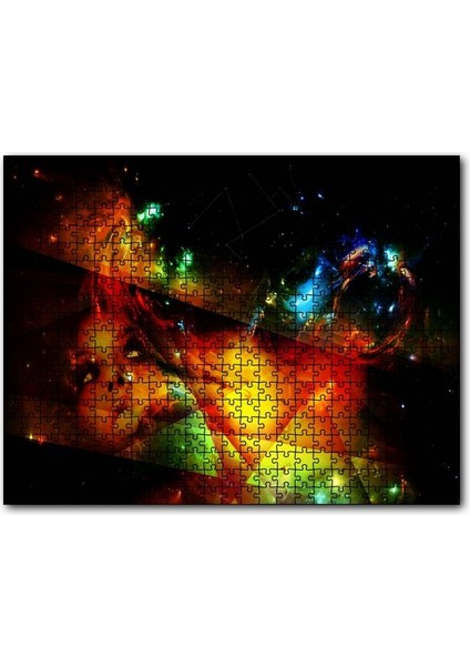 Kadın Yüzü Geometrik Şekiller ve Spot Işıklar 1000 Parça Puzzle Yapboz Mdf(Ahşap)