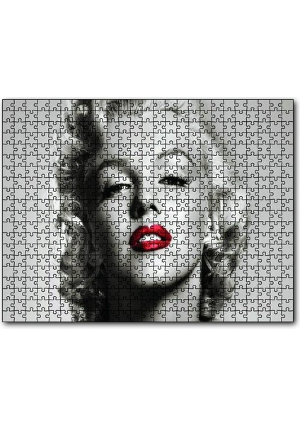 Marilyn Monroe Yakın Plan Kırmızı Dudaklar 120 Parça Puzzle Yapboz Mdf (Ahşap)