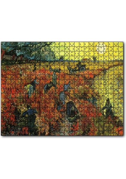 Pirinç Tarlaları Köylüler ve Güneş 255 Parça Puzzle Yapboz Mdf (Ahşap)