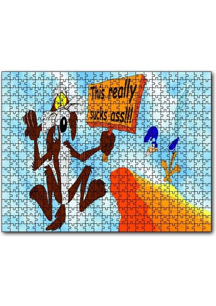 Road Runner ve Coyote Uçurumdan Aşağı 120 Parça Puzzle Yapboz Mdf (Ahşap)