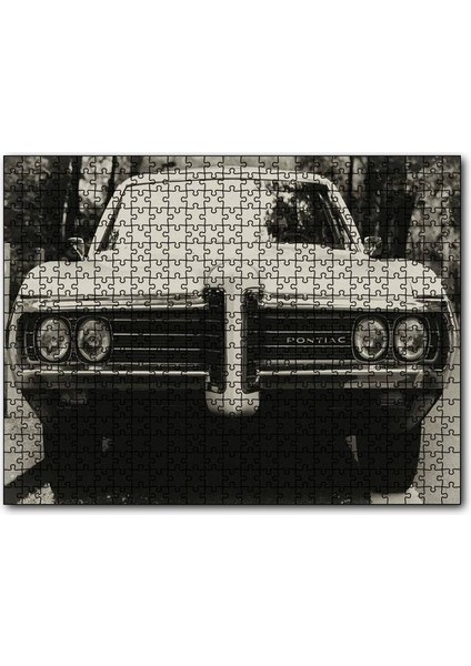 Pontiac Otomobil Siyah Beyaz Fotoğraf 1000 Parça Puzzle Yapboz Mdf(Ahşap)