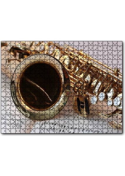 Yakın Plan Saksafon ve Notalar 120 Parça Puzzle Yapboz Mdf (Ahşap)