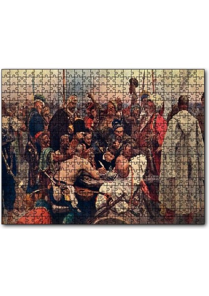 Zaporozhian Mektup Yazarken Ilya Repin 500 Parça Puzzle Yapboz Mdf (Ahşap)
