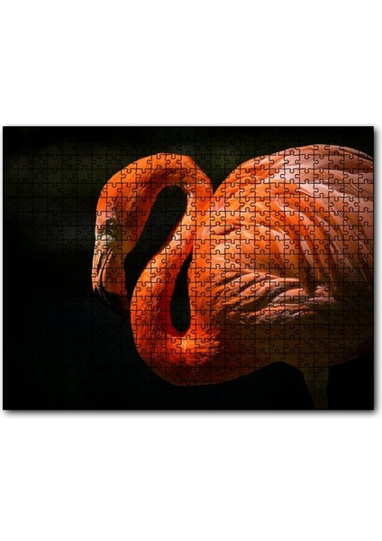 Ihtiyar Flamingo Karanlık Arkaplan 1000 Parça Puzzle Yapboz Mdf(Ahşap)