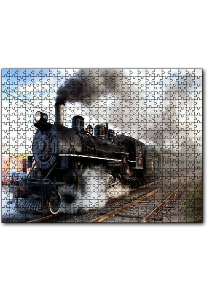 Buharlı Kara Tren ve Dumanları 1000 Parça Puzzle Yapboz Mdf(Ahşap)