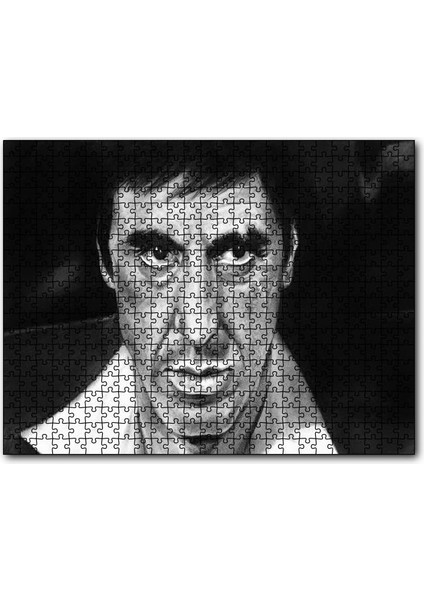 Al Pacino Karakalem Çizim 120 Parça Puzzle Yapboz Mdf (Ahşap)