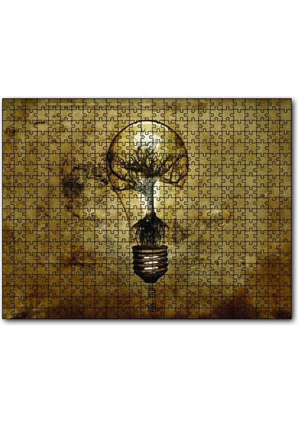 Ampul ve Içinde Ihtiyar Ağaç 120 Parça Puzzle Yapboz Mdf (Ahşap)