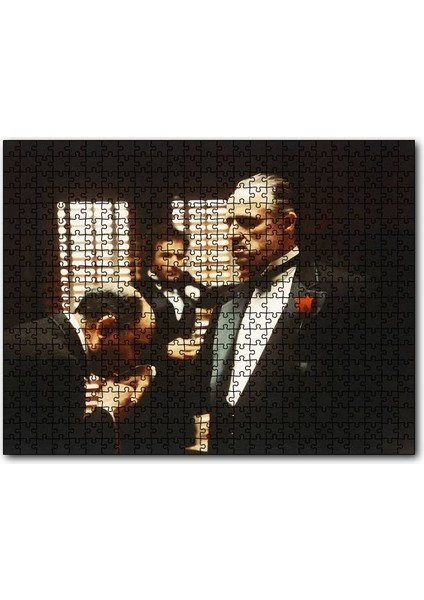 The Godfather Marlon Brando El Öpme Sahnesi 255 Parça Puzzle Yapboz Mdf (Ahşap)