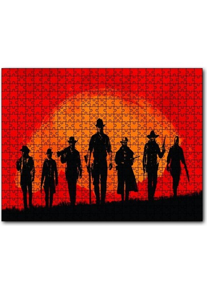 Red Dead Redemption Kırmızı Arkaplan 120 Parça Puzzle Yapboz Mdf (Ahşap)