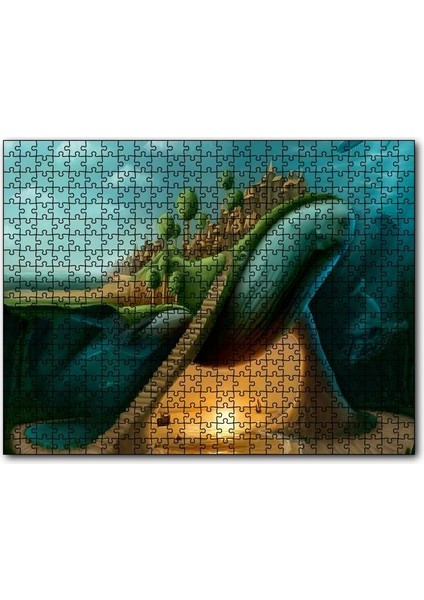 Dev Balinanın Sırtındaki Şehir 500 Parça Puzzle Yapboz Mdf (Ahşap)