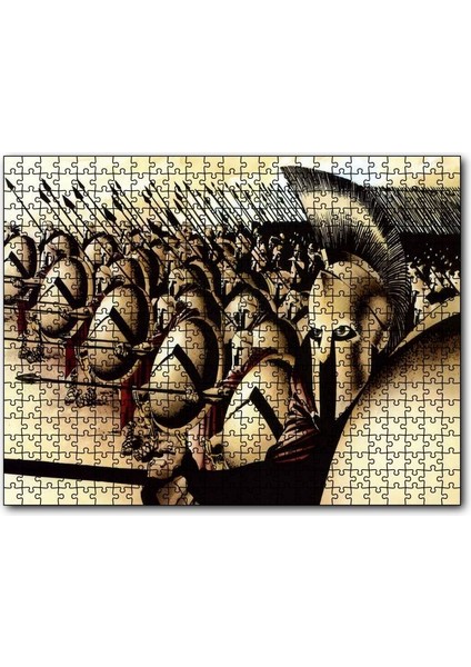 Mızraklı ve Kalkanlı Askerler 120 Parça Puzzle Yapboz Mdf (Ahşap)