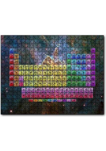 Periyodik Cetvel Galaksiler Arkaplan 1000 Parça Puzzle Yapboz Mdf(Ahşap)