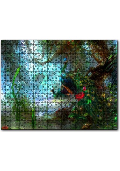Tavuskuşları ve Fantastik Orman 255 Parça Puzzle Yapboz Mdf (Ahşap)