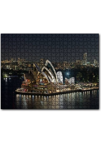 Avustralya Sydney Gece Manzarası 120 Parça Puzzle Yapboz Mdf (Ahşap)