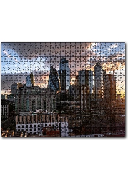 Cakapuzzle Günbatımı Bulutlu Gökler ve Şehir 255 Parça Puzzle Yapboz Mdf (Ahşap)