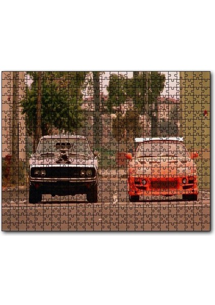 Hızlı Öfkeli Kırmızı Siyah Otomobil 255 Parça Puzzle Yapboz Mdf (Ahşap)