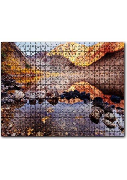 Sonbahar Renkleri ve Berrak Dağ Gölü 120 Parça Puzzle Yapboz Mdf (Ahşap)