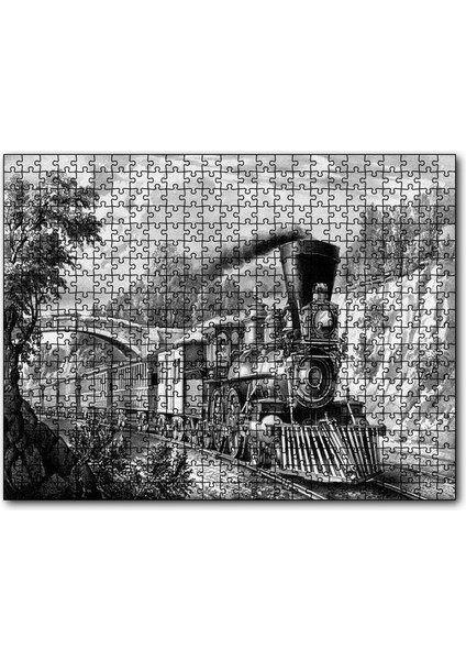 Nostaljik Kömürlü Tiren Görseli 1000 Parça Puzzle Yapboz Mdf(Ahşap)