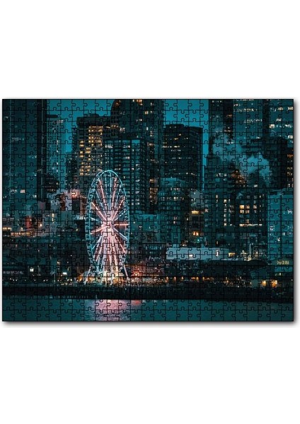 Lunapark ve Gökdelenler 120 Parça Puzzle Yapboz Mdf (Ahşap)