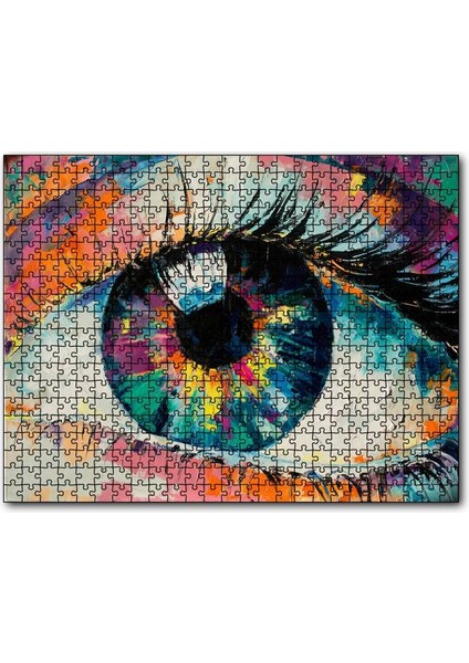 Modern Sanat Renli Boyama Kadın Gözü 120 Parça Puzzle Yapboz Mdf (Ahşap)