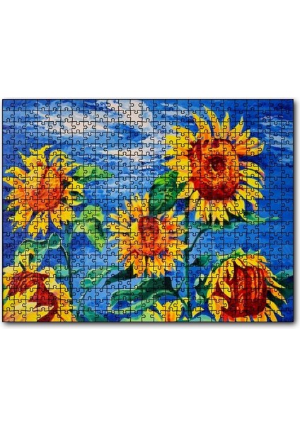 Boyama Sanatı Günebakan Görseli 120 Parça Puzzle Yapboz Mdf (Ahşap)