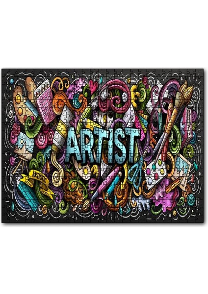 Modern Sanat Boyama Sanatı Aletleri 500 Parça Puzzle Yapboz Mdf (Ahşap)