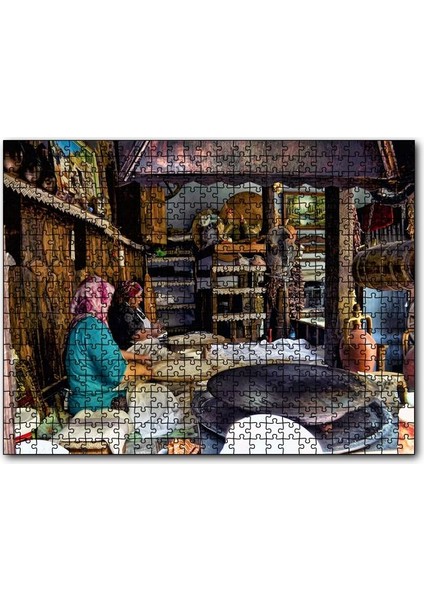 Sacda Ekmek Yapan Kadınlar 500 Parça Puzzle Yapboz Mdf (Ahşap)