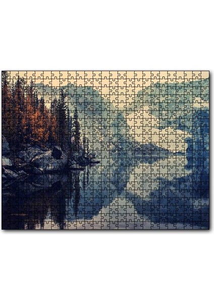 Karlı Dağlar Göl ve Sonbahar Ağaçları 120 Parça Puzzle Yapboz Mdf (Ahşap)