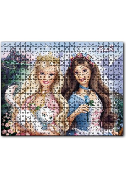 Barbie Bebekler ve Beyaz Kedi 500 Parça Puzzle Yapboz Mdf (Ahşap)