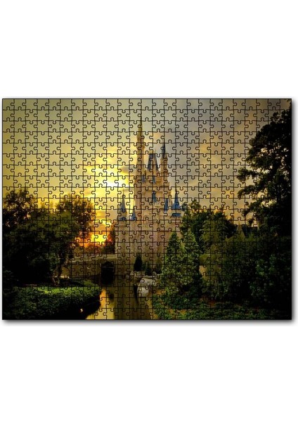 Masallar Ülkesi Şatosu ve Günbatımı 1000 Parça Puzzle Yapboz Mdf(Ahşap)