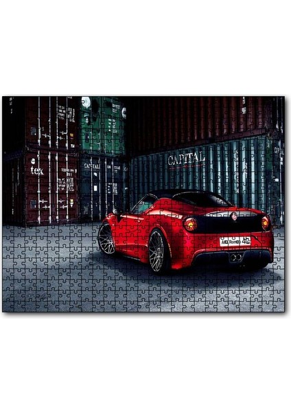Arkadan Görünüş Alfa Romeo 4c ve Konteynerler 1000 Parça Puzzle Yapboz Mdf(Ahşap)