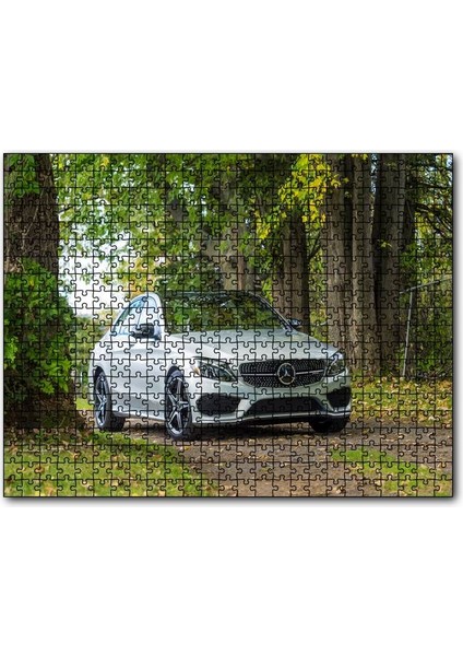 Orman Patikası ve Gri Mercedes 120 Parça Puzzle Yapboz Mdf (Ahşap)