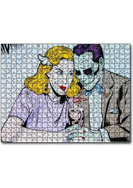Joker ve Harley Quinn Vintage 120 Parça Puzzle Yapboz Mdf (Ahşap)