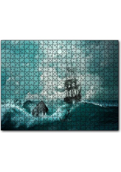 Azgın Dalgalar ve Yelkenli 120 Parça Puzzle Yapboz Mdf (Ahşap)