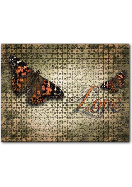 Aşk Yazılı Kelebekler 120 Parça Puzzle Yapboz Mdf (Ahşap)