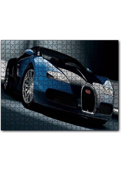 Mavi Siyah Bugatti 255 Parça Puzzle Yapboz Mdf (Ahşap)