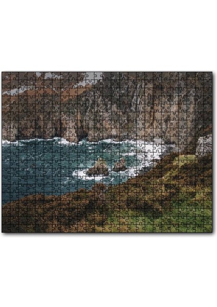 Hırçın Deniz ve Koyun Sonunda Kayalıklar 120 Parça Puzzle Yapboz Mdf (Ahşap)
