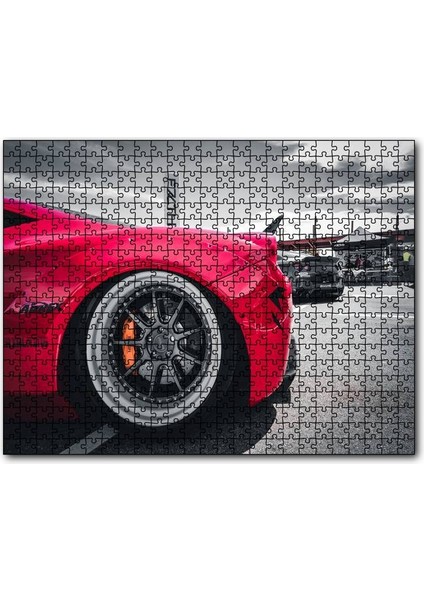 Cakapuzzle Kırmızı Spor Araba Çelik Jant Detayı 1000 Parça Puzzle Yapboz Mdf(Ahşap)