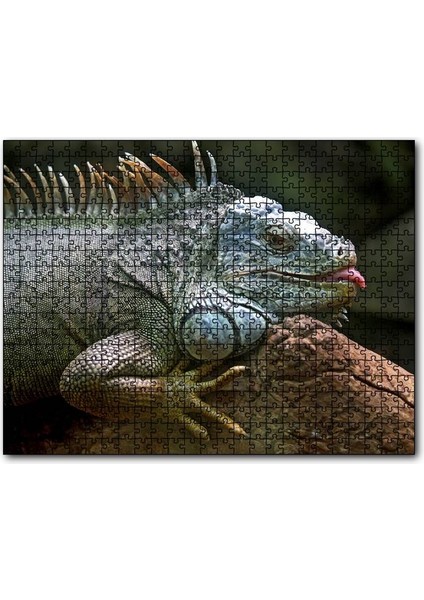 Dalın Üzerinde Dinlenen Iguana 1000 Parça Puzzle Yapboz Mdf(Ahşap)