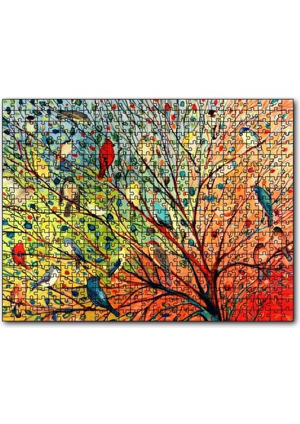 Ağaçta Rengarenk 27 Kuş 120 Parça Puzzle Yapboz Mdf (Ahşap)